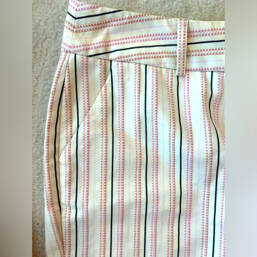 Nine and Co Stripped Stretchy Set Jacket Blazer and Capris Pants Off White Pink - Picture 6 of 6